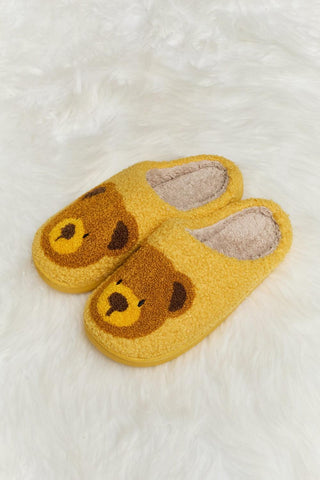 Melody Teddy Bear Print Plush Slide Slippers - Closet of Ren