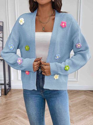 3D Mixed Color Flower Cardigan