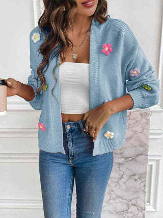 3D Mixed Color Flower Cardigan