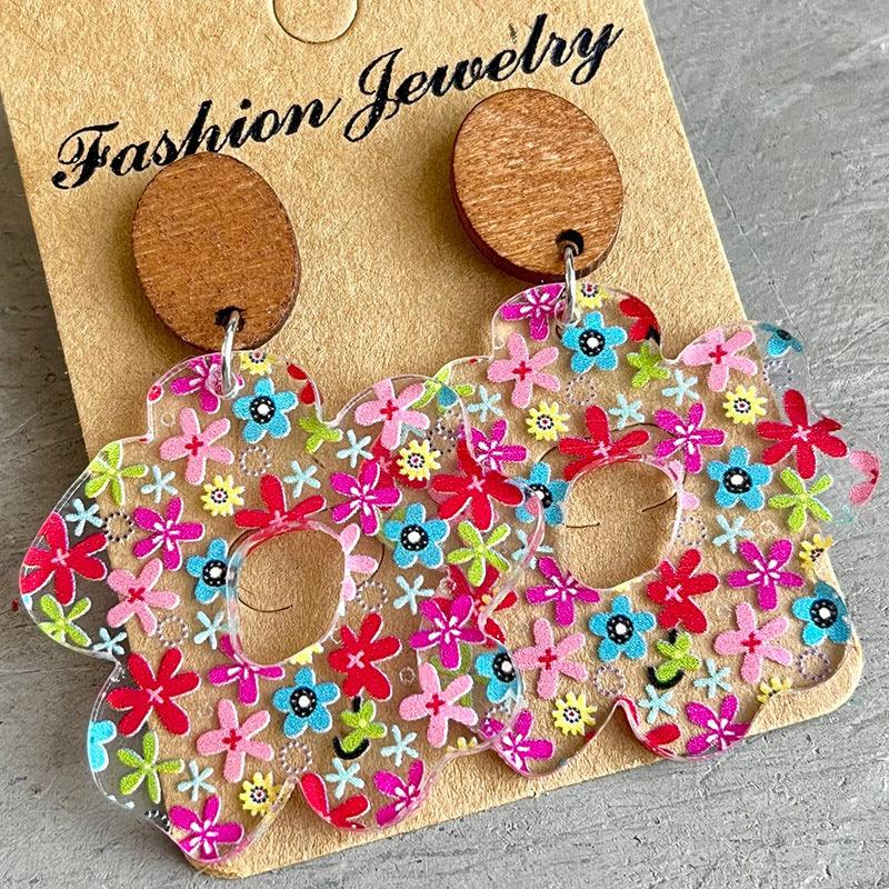 Flower Shape Acrylic Dangle Earrings - Closet of Ren