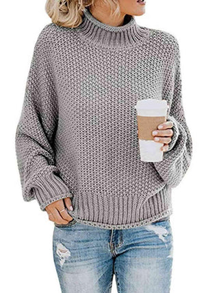 Turtleneck Dropped Shoulder Sweater - Closet of Ren