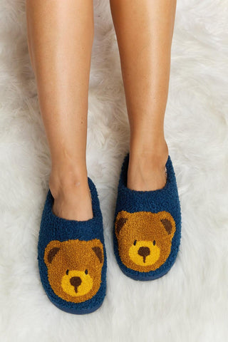 Melody Teddy Bear Print Plush Slide Slippers - Closet of Ren