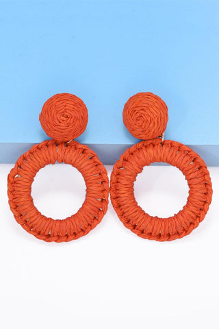 Round Shape Raffia Grass Dangle Earrings - Closet of Ren