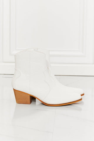 White Cowgirl Booties | Watertower Town Faux Leather Western Ankle Boots in White by MMShoes - Closet of Ren