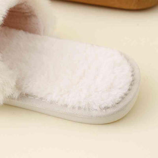 Faux Fur Open Toe Slippers - Closet of Ren