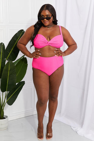 Marina West Swim Take A Dip Twist High-Rise Bikini in Pink - Closet of Ren