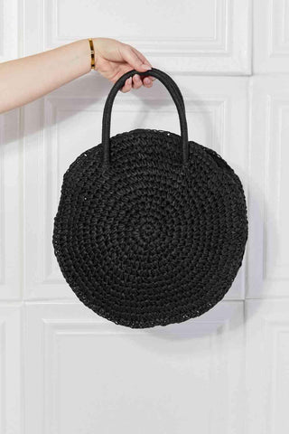 Justin Taylor Beach Date Straw Rattan Handbag in Black - Closet of Ren