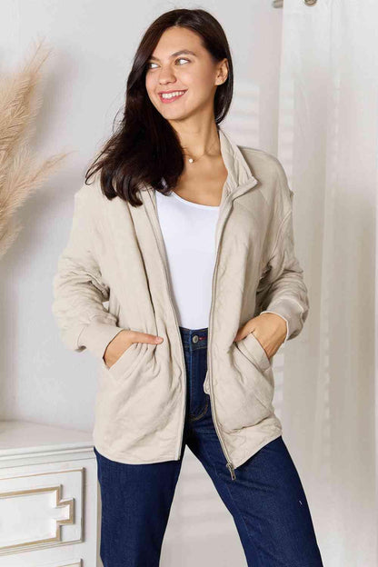 Heimish Full Size Zip-Up Jacket with Pockets - Closet of Ren