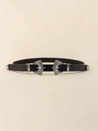 Double Buckle PU Leather Belt - Closet of Ren