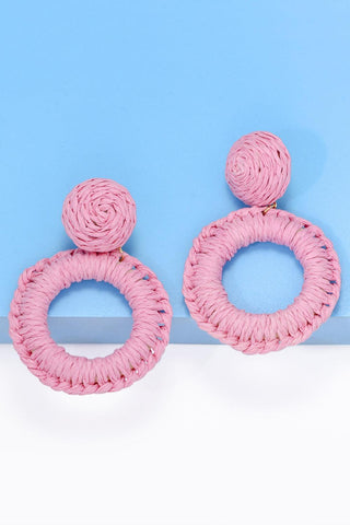 Round Shape Raffia Grass Dangle Earrings - Closet of Ren