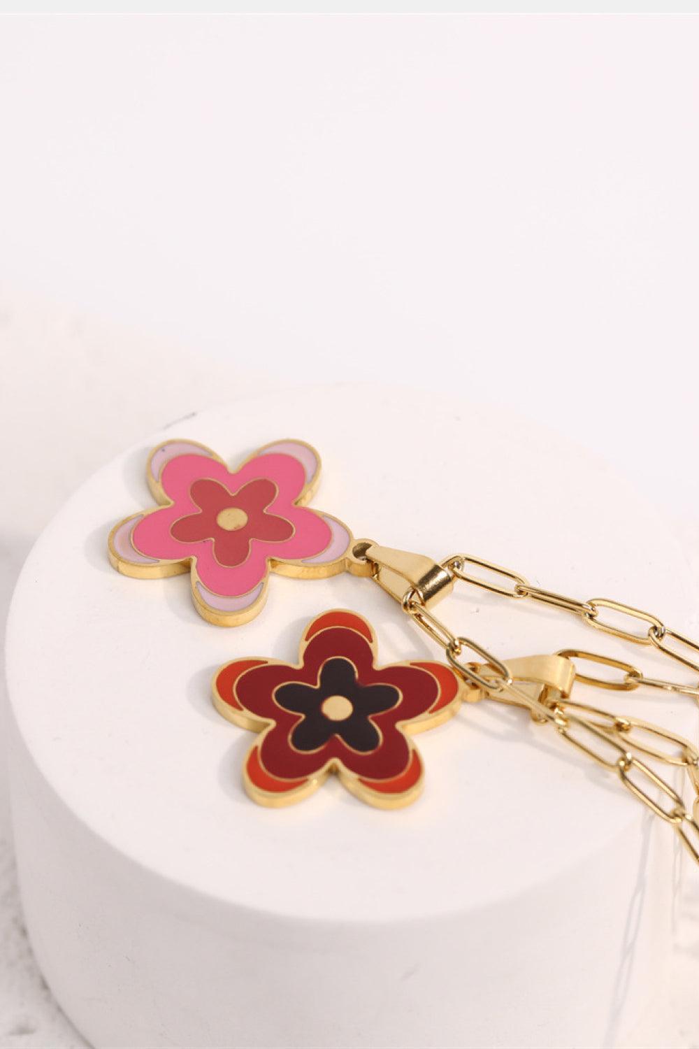 Flower Pendant Stainless Steel Necklace - Closet of Ren