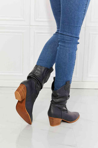 MMShoes Better in Texas Scrunch Cowboy Boots in Navy - Closet of Ren