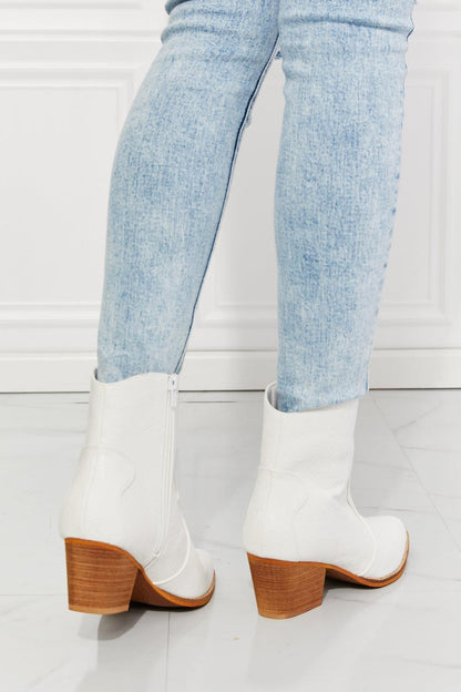 White Cowgirl Booties | Watertower Town Faux Leather Western Ankle Boots in White by MMShoes - Closet of Ren