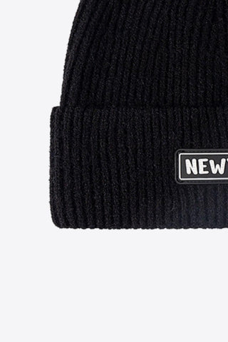 NEWYORK Patch Rib-Knit Cuffed Beanie - Closet of Ren