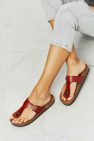 MMShoes Drift Away T-Strap Flip-Flop in Red - Closet of Ren