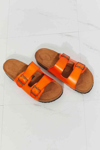 MMShoes Feeling Alive Double Banded Slide Sandals in Orange - Closet of Ren