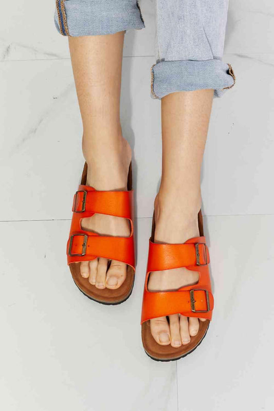 MMShoes Feeling Alive Double Banded Slide Sandals in Orange - Closet of Ren