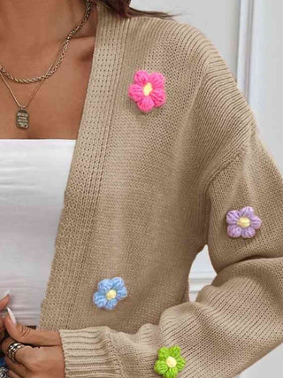 3D Mixed Color Flower Cardigan