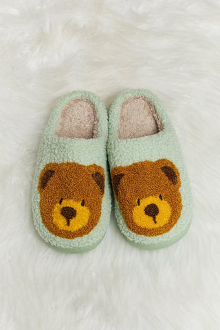 Melody Teddy Bear Print Plush Slide Slippers - Closet of Ren