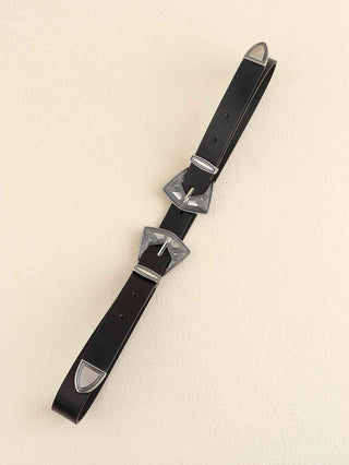 Double Buckle PU Leather Belt - Closet of Ren