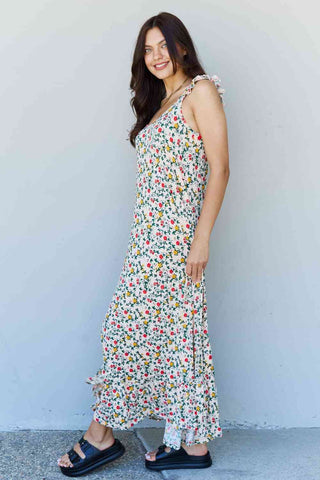 NINEXIS In The Garden Ruffle Floral Maxi Dress in Natural Rose