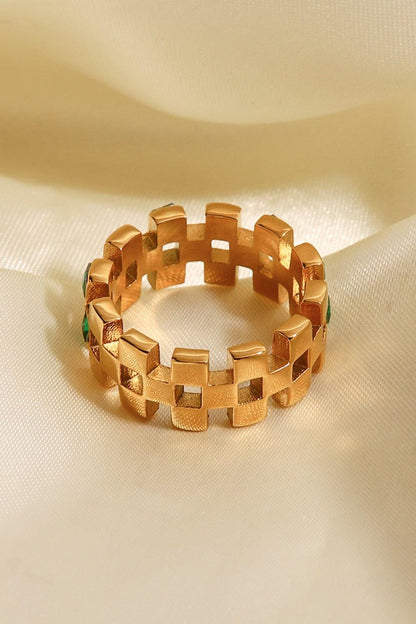 Contrast Stainless Steel 18K Gold-Plated Ring - Closet of Ren