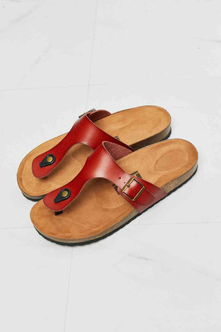 MMShoes Drift Away T-Strap Flip-Flop in Red - Closet of Ren