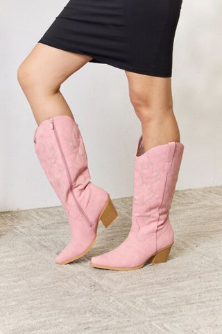 Pink Knee High Cowboy Boots by Forever Link