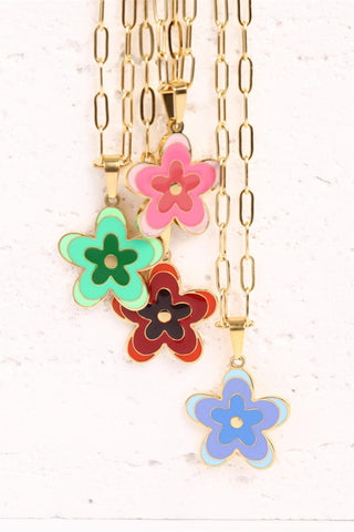 Flower Pendant Stainless Steel Necklace - Closet of Ren