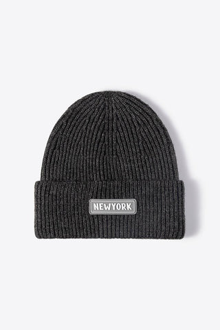 NEWYORK Patch Rib-Knit Cuffed Beanie - Closet of Ren