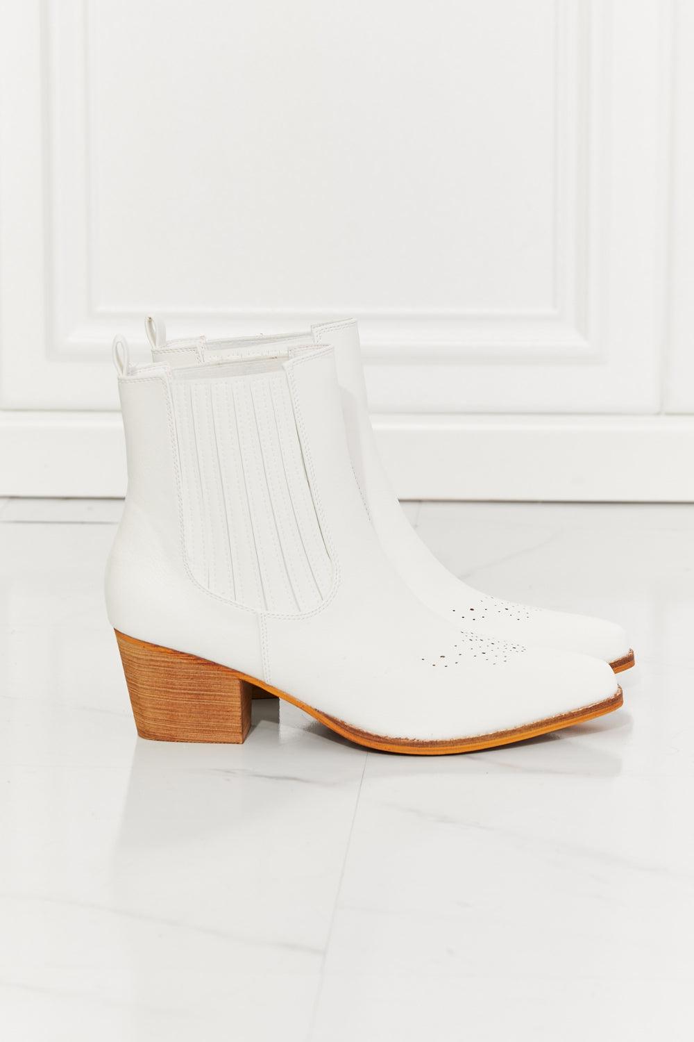MMShoes Love the Journey Stacked Heel Chelsea Boot in White - Closet of Ren