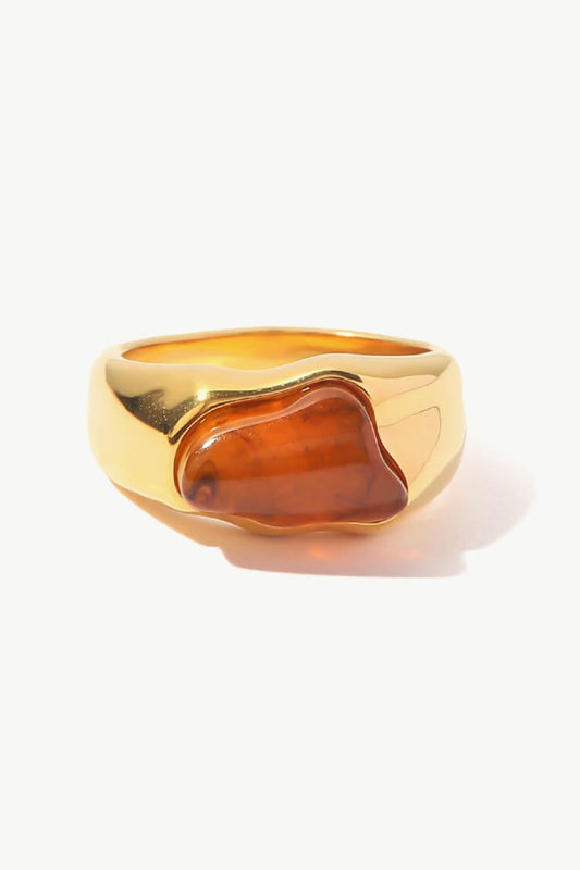 Inlaid Natural Stone Stainless Steel Ring - Closet of Ren