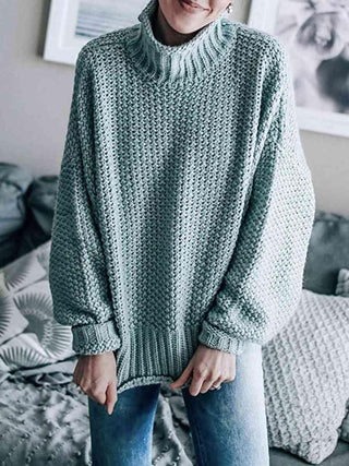 Turtleneck Dropped Shoulder Sweater - Closet of Ren