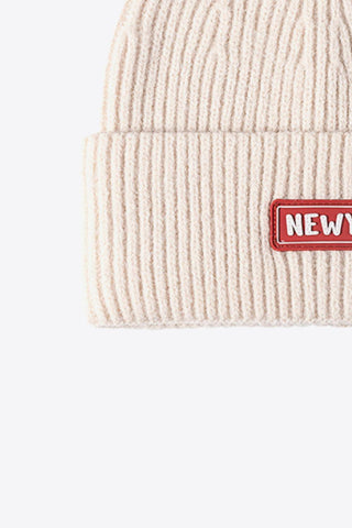 NEWYORK Patch Rib-Knit Cuffed Beanie - Closet of Ren