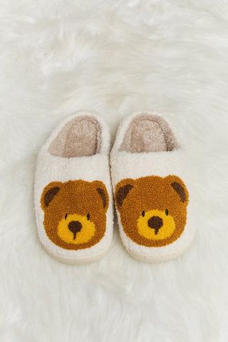 Melody Teddy Bear Print Plush Slide Slippers - Closet of Ren