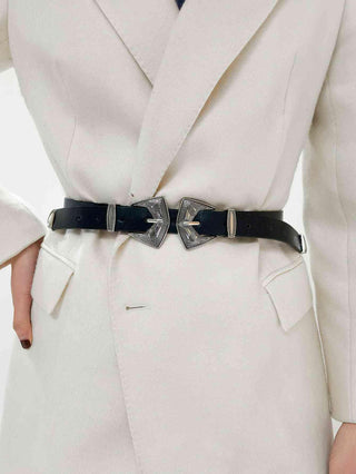 Double Buckle PU Leather Belt - Closet of Ren