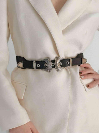 Double Buckle PU Leather Belt - Closet of Ren