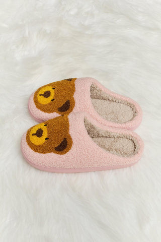 Melody Teddy Bear Print Plush Slide Slippers - Closet of Ren