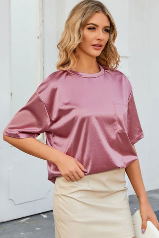 Double Take Round Neck Dropped Shoulder Top - Closet of Ren