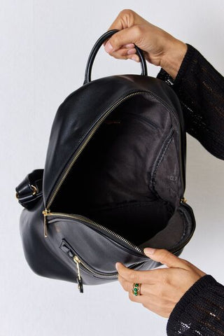 David Jones Black Leather Backpack