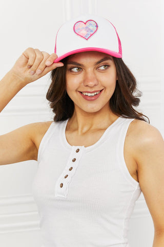 Fame Falling For You Trucker Hat in Pink - Closet of Ren