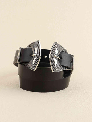 Double Buckle PU Leather Belt - Closet of Ren