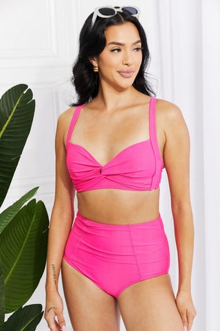 Marina West Swim Take A Dip Twist High-Rise Bikini in Pink - Closet of Ren